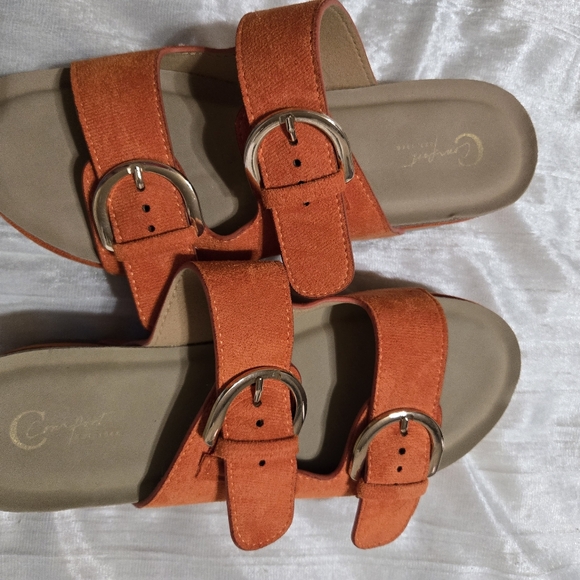 Orange Double Strap Sandals with Buckles By Cato Size 8 EUC. - Picture 5 of 5